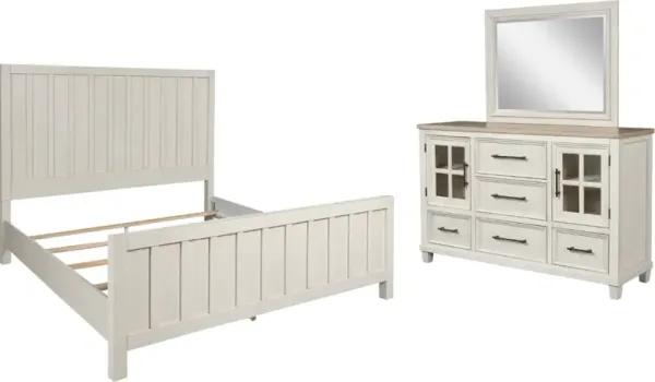 BenchcraftÂ® Shaybrock 3-Piece Antique White King Panel Bedroom Set