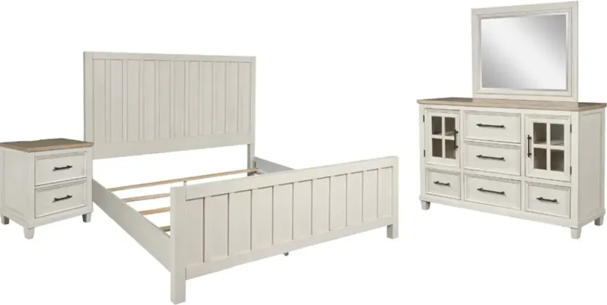 BenchcraftÂ® Shaybrock 4-Piece Antique White King Panel Bedroom Set