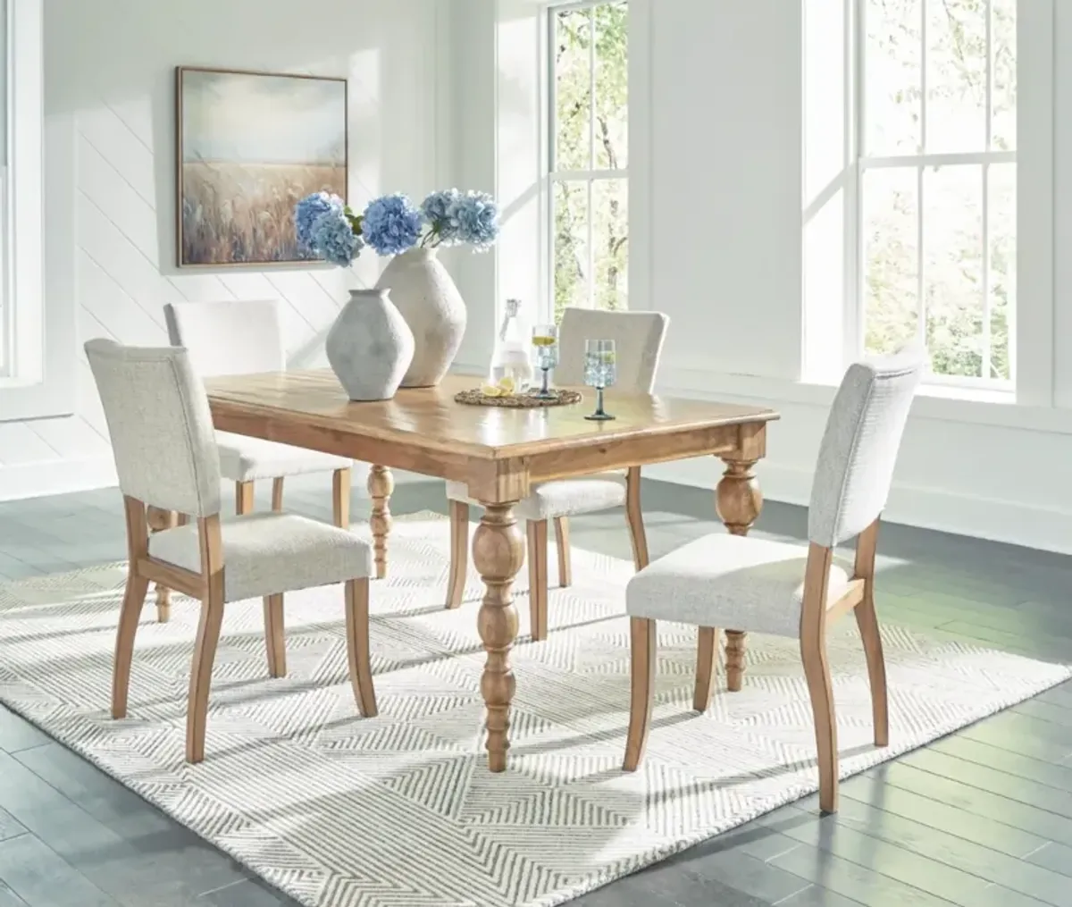 Signature Design by AshleyÂ® Rybergston 5-Piece Light Brown Dining Table Set