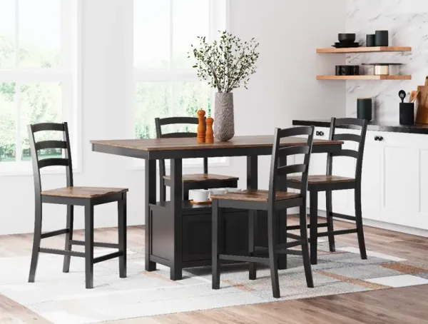 Signature Design by AshleyÂ® Wildenauer 5-Piece Brown/Black Counter Height Dining Table Set