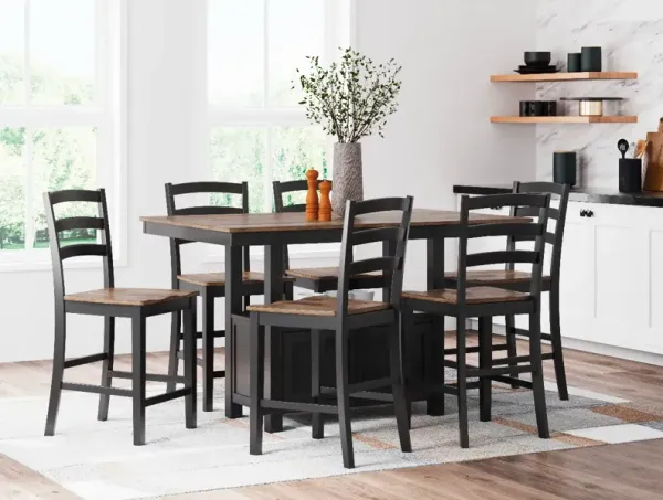 Signature Design by AshleyÂ® Wildenauer 7-Piece Brown/Black Counter Height Dining Table Set