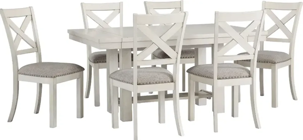 Signature Design by AshleyÂ® Robbinsdale 7-Piece Antique White Dining Table Set