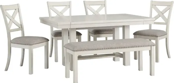 Signature Design by AshleyÂ® Robbinsdale 6-Piece Antique White Dining Table Set