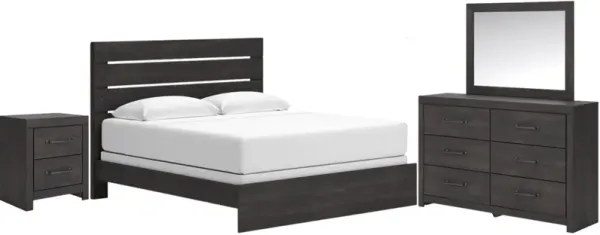 Signature Design by AshleyÂ® Hollivern 4-Piece Dark Gray King Bedroom Set