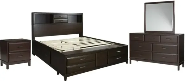 BenchcraftÂ® Vanmore 4-Piece Dark Brown Queen Storage Bedroom Set