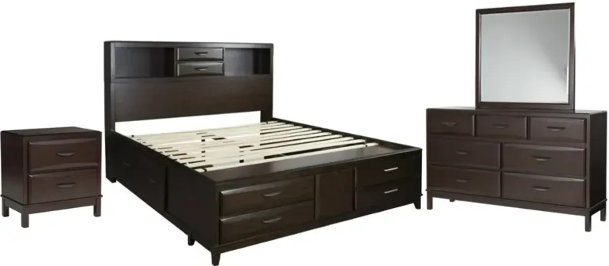 BenchcraftÂ® Vanmore 4-Piece Dark Brown King Storage Bedroom Set