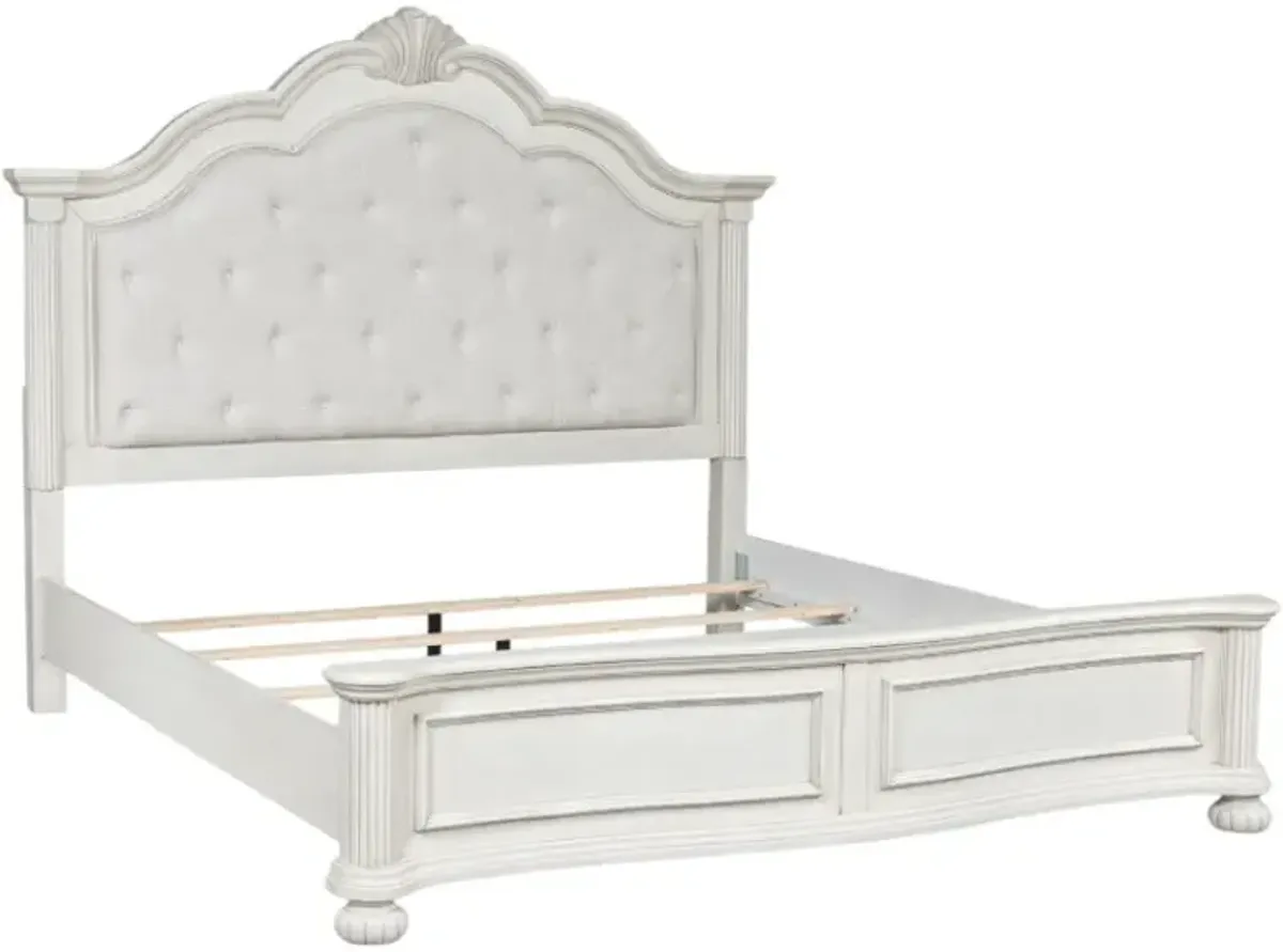 BenchcraftÂ® Montelaine 4-Piece Antique White King Upholstered Bedroom Set