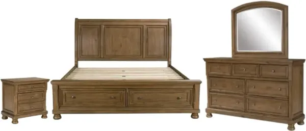 Signature Design by AshleyÂ® Feddinger 4-Piece Medium Brown King Sleigh Bedroom Set