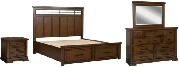 Signature Design by AshleyÂ® Taffenbrook 4-Piece Medium Brown Queen Panel Storage Bedroom Set