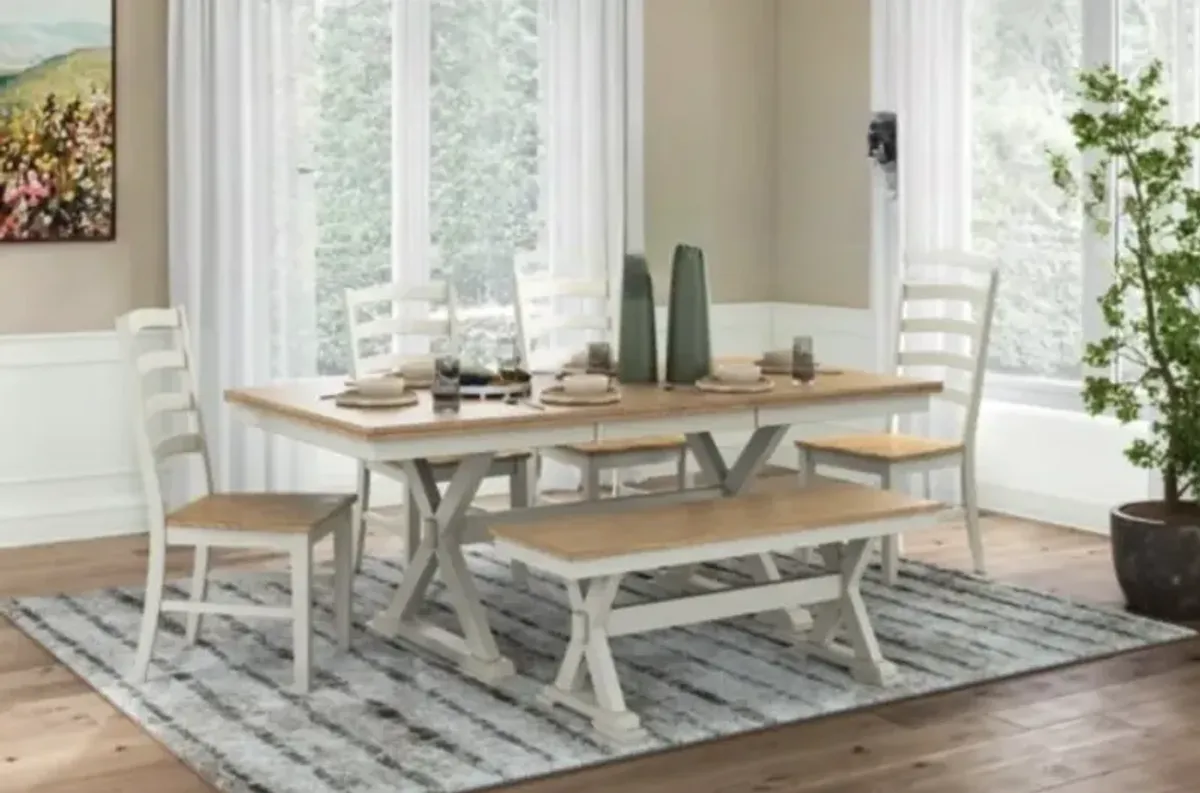 Signature Design by AshleyÂ® Purlaney 7-Piece Antique White/Natural Dining Set