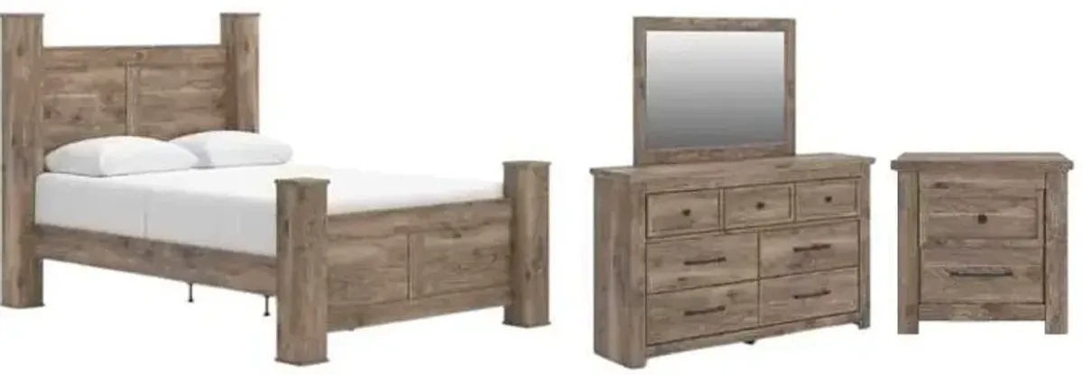 Signature Design by AshleyÂ® Rusticott 4-Piece Brown Queen Poster Bedroom Set