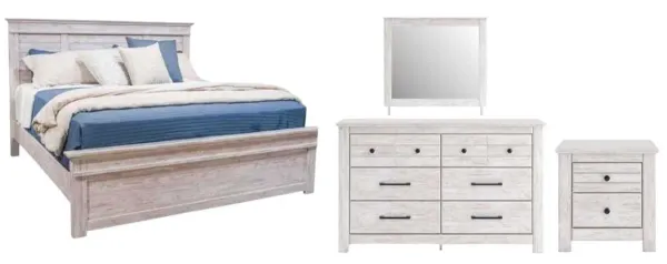 Signature Design by AshleyÂ® Makidern 4-Piece Whitewash King Panel Bedroom Set