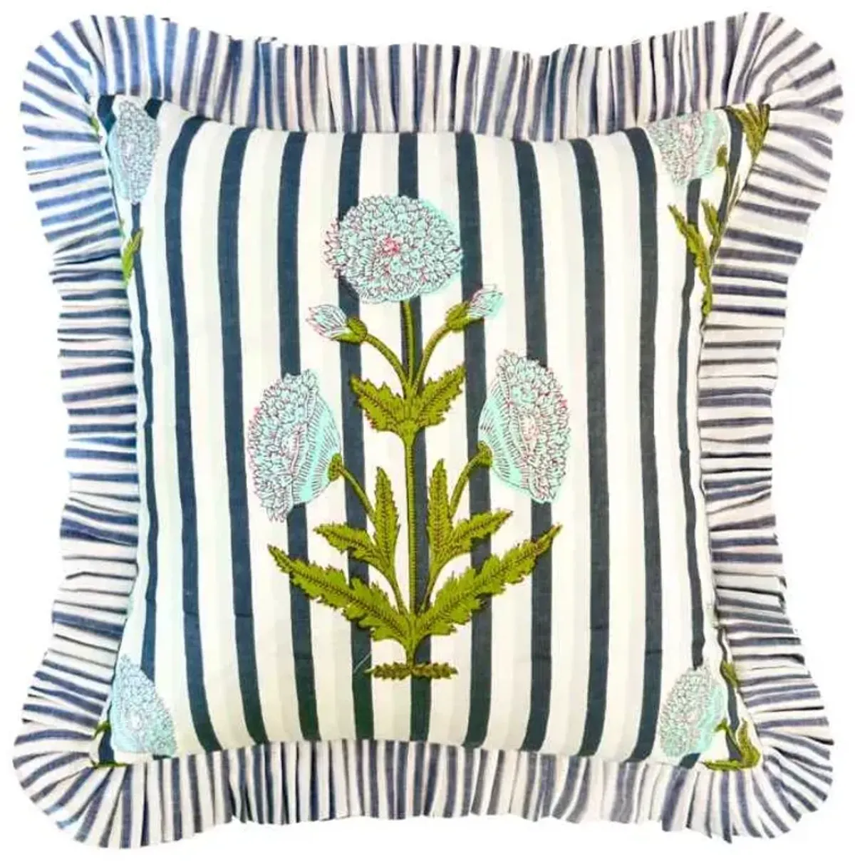 Laura Park Designs Marigold Blue/White 18"x18" Throw Pillow