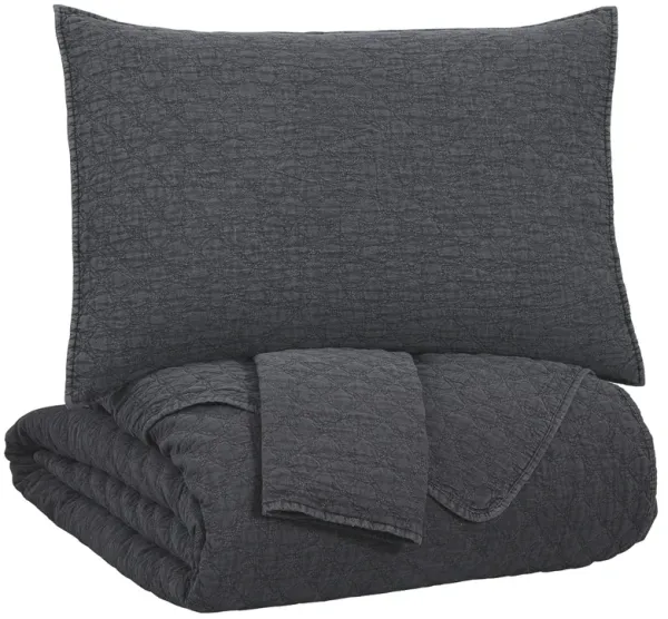 Signature Design by AshleyÂ® Ryter 3-Piece Charcoal Queen Coverlet Set