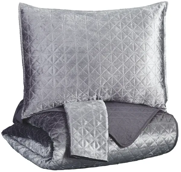 Signature Design by AshleyÂ® Maryam 3-Piece Gray King Coverlet Set