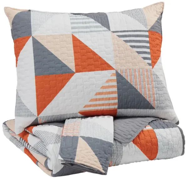Signature Design by AshleyÂ® Layne Gray/Orange Full Coverlet Set
