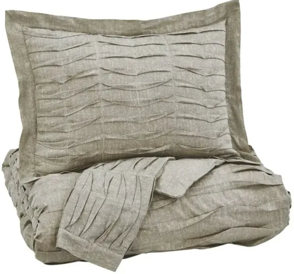 Signature Design by AshleyÂ® Voltos 3-Piece Brown King Duvet Cover Set