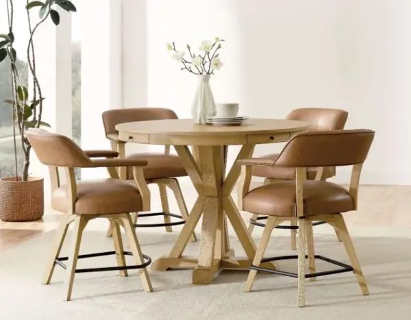 Steve Silver Co. Rylie 5-Piece Caramel/Camel Counter Height Dining Set