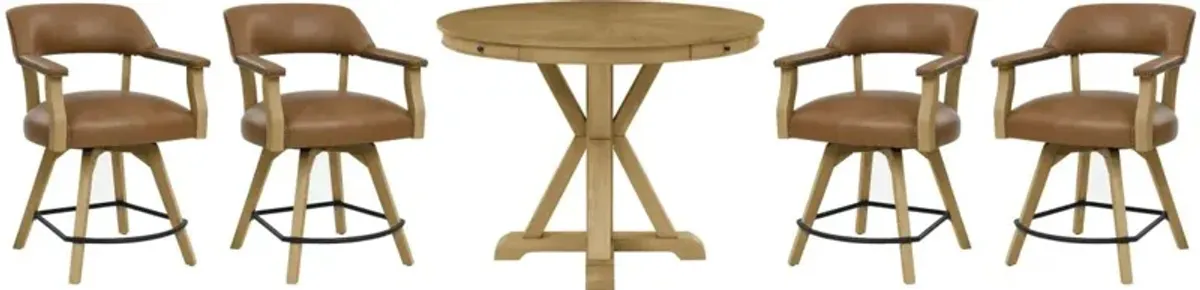 Steve Silver Co. Rylie 5-Piece Caramel/Camel Counter Height Dining Set