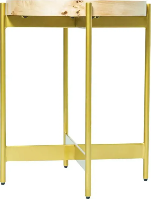 LR Home Brown Side Table with Gold Base