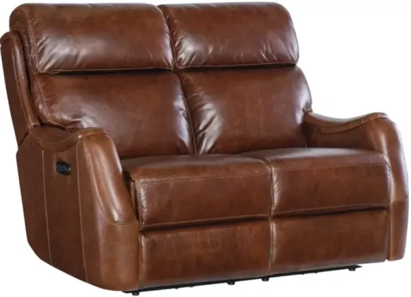 HookerÂ® Furniture MS Harlan Carrington Walnut Power Reclining Loveseat with Power Headrest
