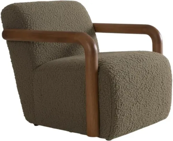 Alder & Tweed Furniture Muir Furry Mocha/Warm Oak Swivel Accent Chair