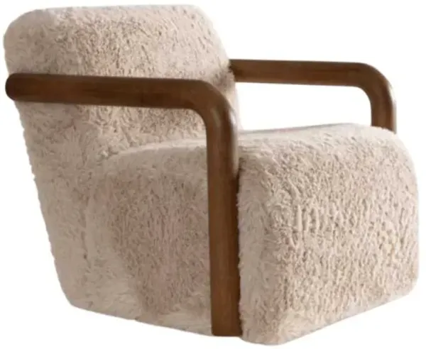 Alder & Tweed Furniture Muir Furry Vanilla/Warm Oak Occasional Swivel Accent Chair