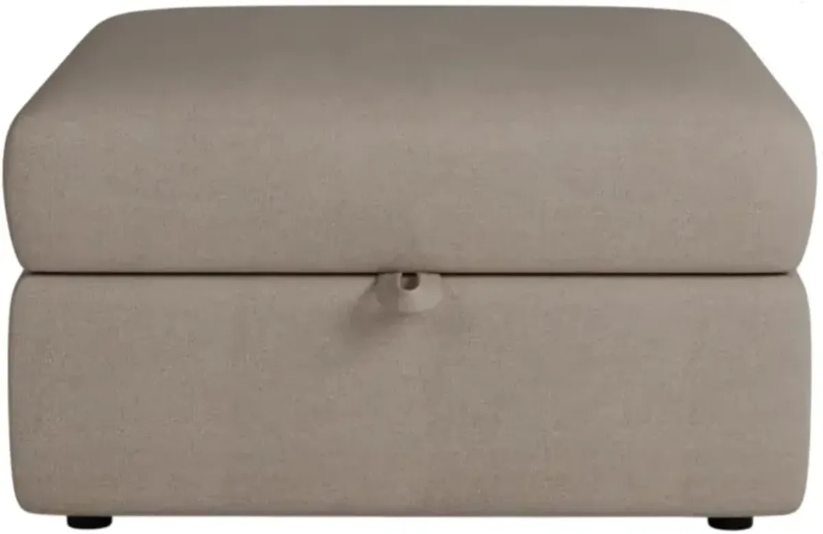 Kevin Charles Fine Upholstery Mod Beige Storage Cocktail Ottoman