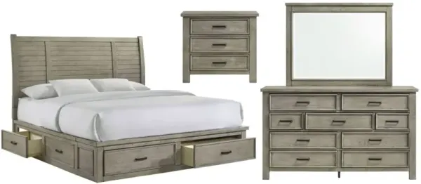 Elements Drift Grey Bed, Dresser, Mirror and Nightstand Package