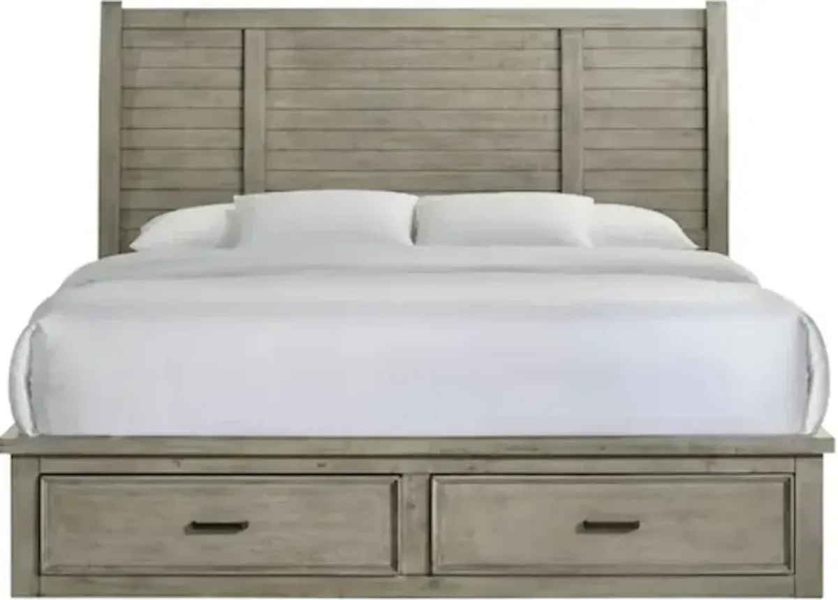 Elements International Sullivan Drift Grey Queen Storage Bed