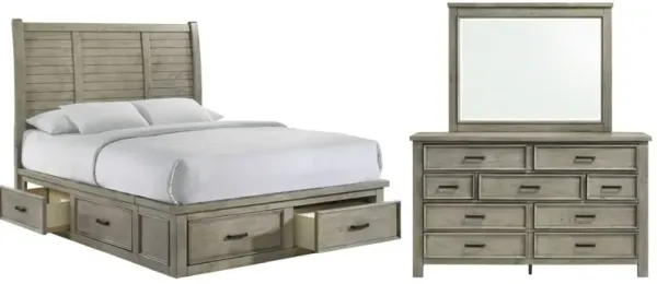 Elements Drift Grey Bed, Dresser and Mirror Package