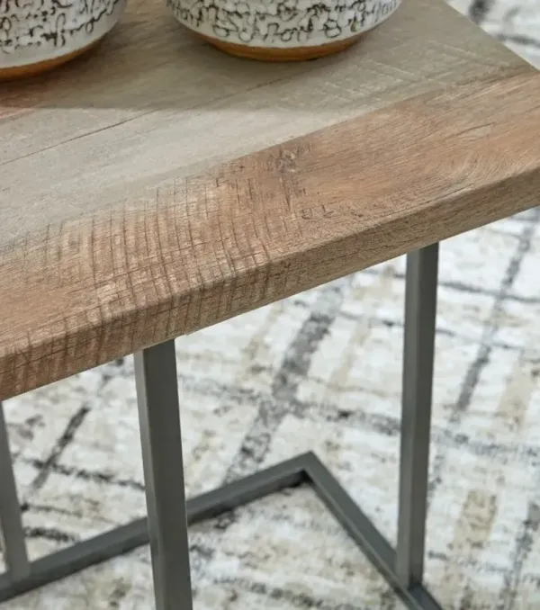 Signature Design by AshleyÂ® Albreane 3-Piece Grayish Brown Occasional Table Set with Black Base