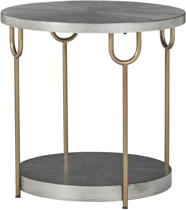 Signature Design by AshleyÂ® Ranoka Platinum End Table with Antique Gold Legs