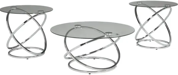 Signature Design by AshleyÂ® Hollynyx 3-Piece Glass Top Occasional Table Set with Chrome Base