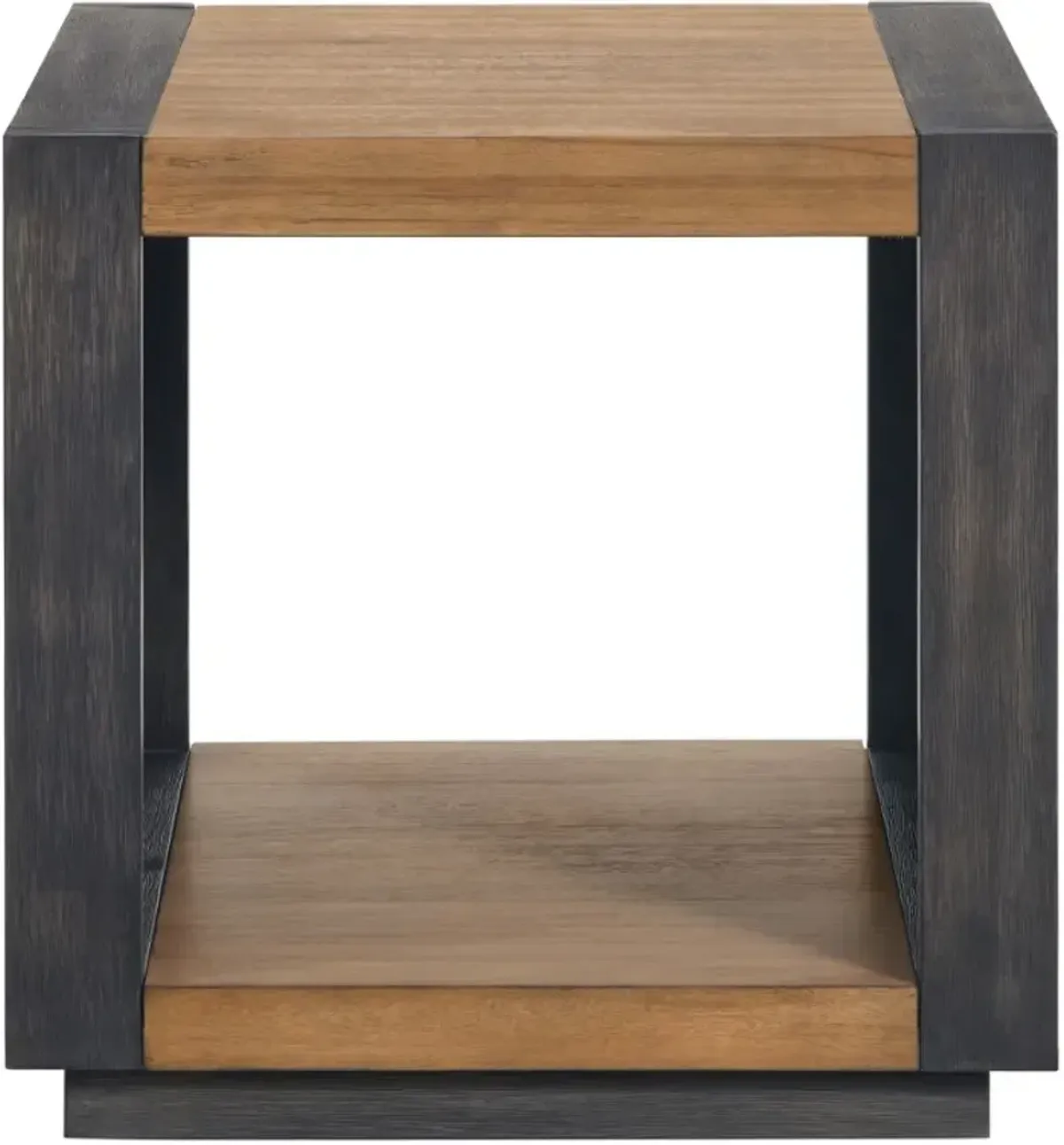 Elements International Breckenridge Light Oak End Table with Black Frame