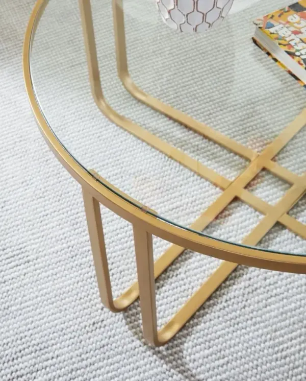 Signature Design by AshleyÂ® Milloton 3-Piece Glass Top Occasional Table Set with Gold Base