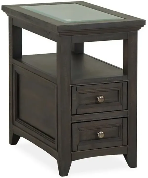 Magnussen HomeÂ® Westley Glass Insert Top Falls Graphite Chairside End Table