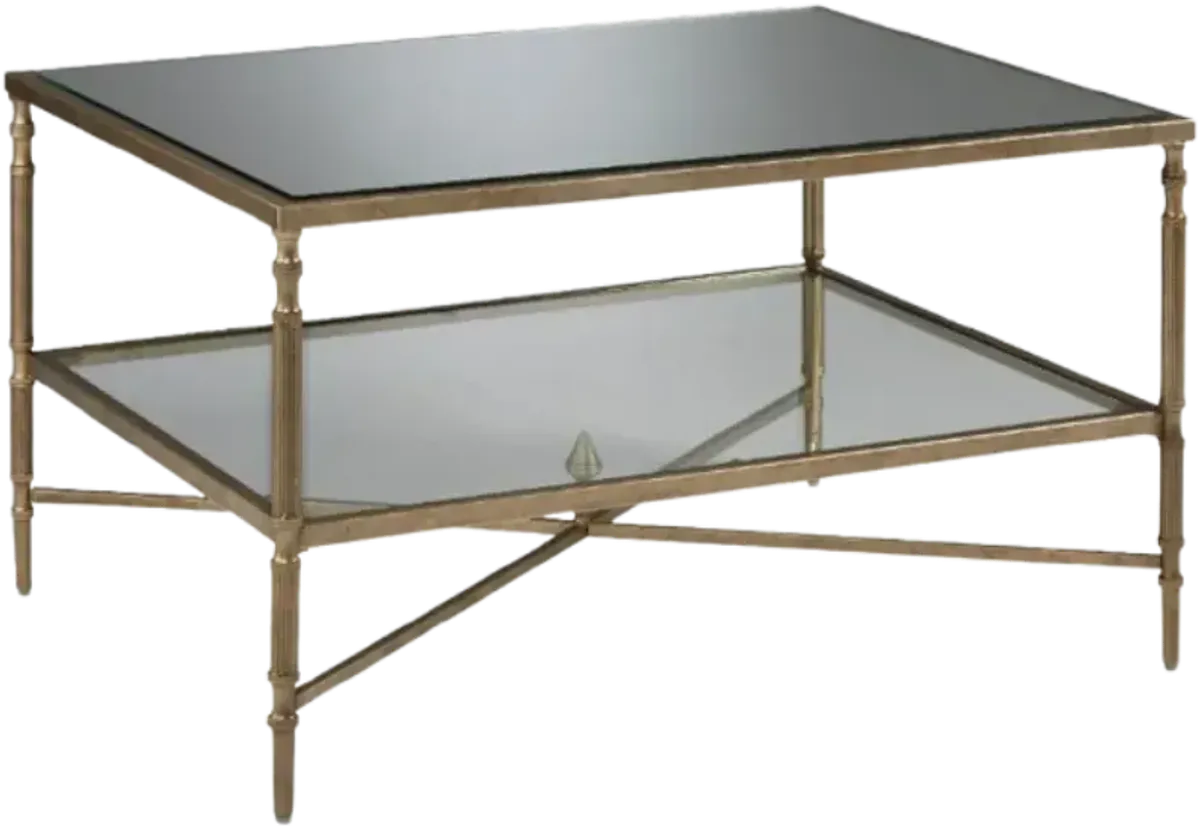 Signature Design by AshleyÂ® Cloverty Glass Table Top Coffee Table with Aged Gold Metal Base