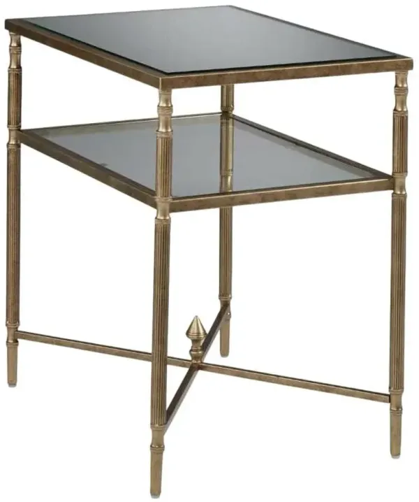 Signature Design by AshleyÂ® Cloverty Glass Top End Table with Aged Gold Base