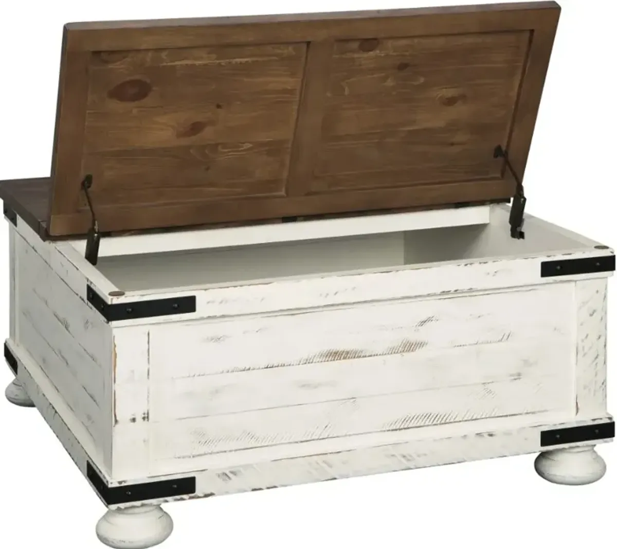 Signature Design by AshleyÂ® Wystfield Brown Storage Coffee Table with Antique White Base