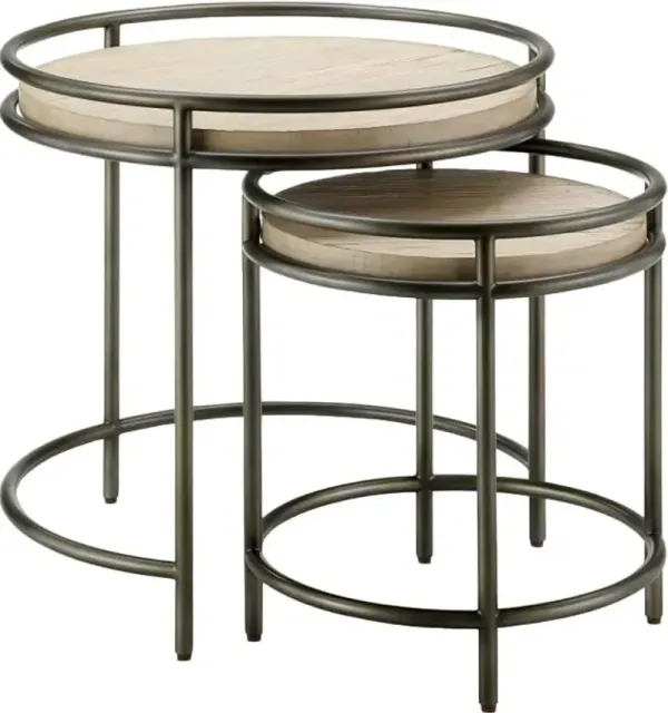 Magnussen HomeÂ® Cena 2-Piece Natural/Vintage Nickel Nesting End Table Set
