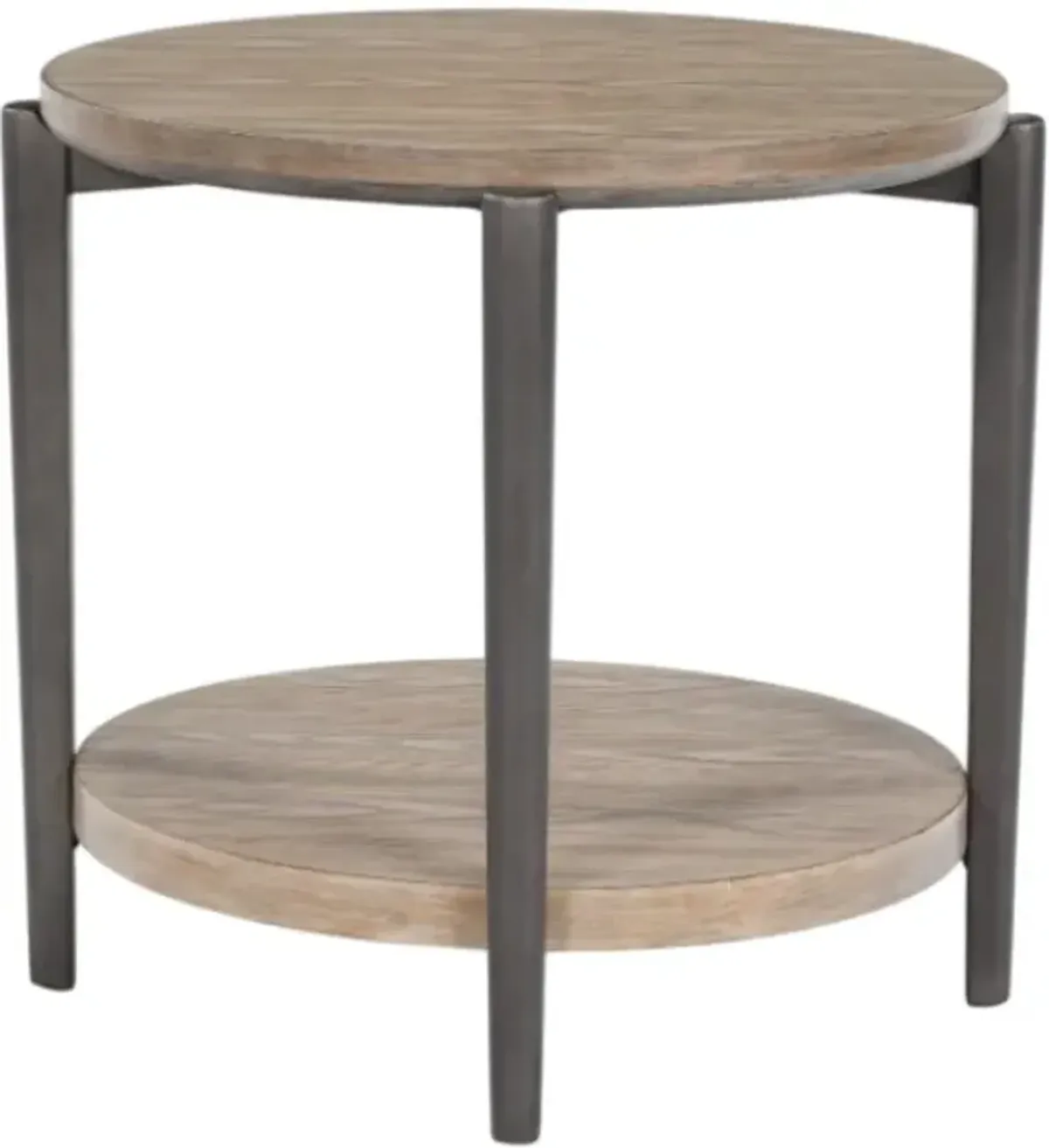 Signature Design by AshleyÂ® Dyonton Light Grayish Brown Top End Table with Gunmetal Base