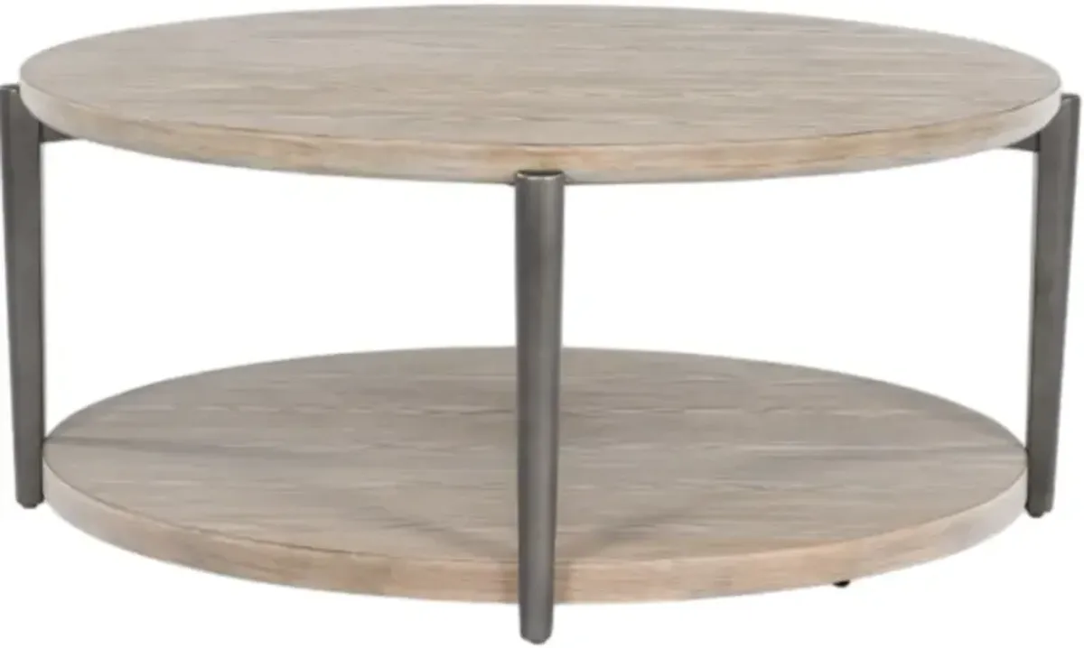 Signature Design by AshleyÂ® Dyonton Light Grayish Brown Top Coffee Table with Gunmetal Base