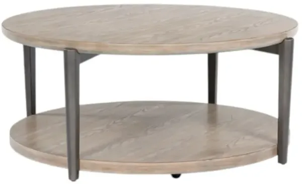 Signature Design by AshleyÂ® Dyonton Light Grayish Brown Top Coffee Table with Gunmetal Base