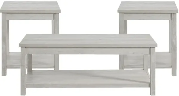 Elements International Eleanor 3-Piece White Occasional Set