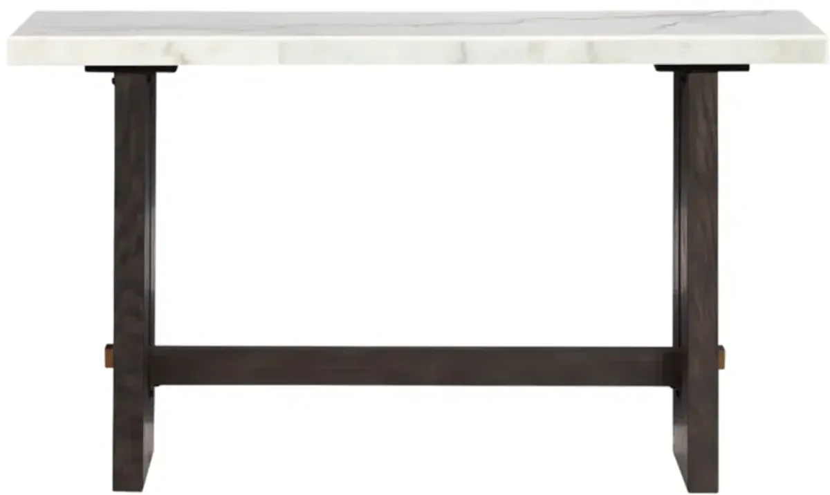Signature Design by AshleyÂ® Burkhaus White Sofa Table with Dark Brown Base