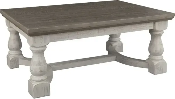 Signature Design by AshleyÂ® Havalance Weathered Gray Coffee Table with Vintage White Base