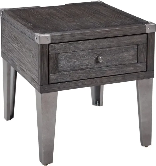 Signature Design by AshleyÂ® Todoe Dark Gray End Table with Silver Base