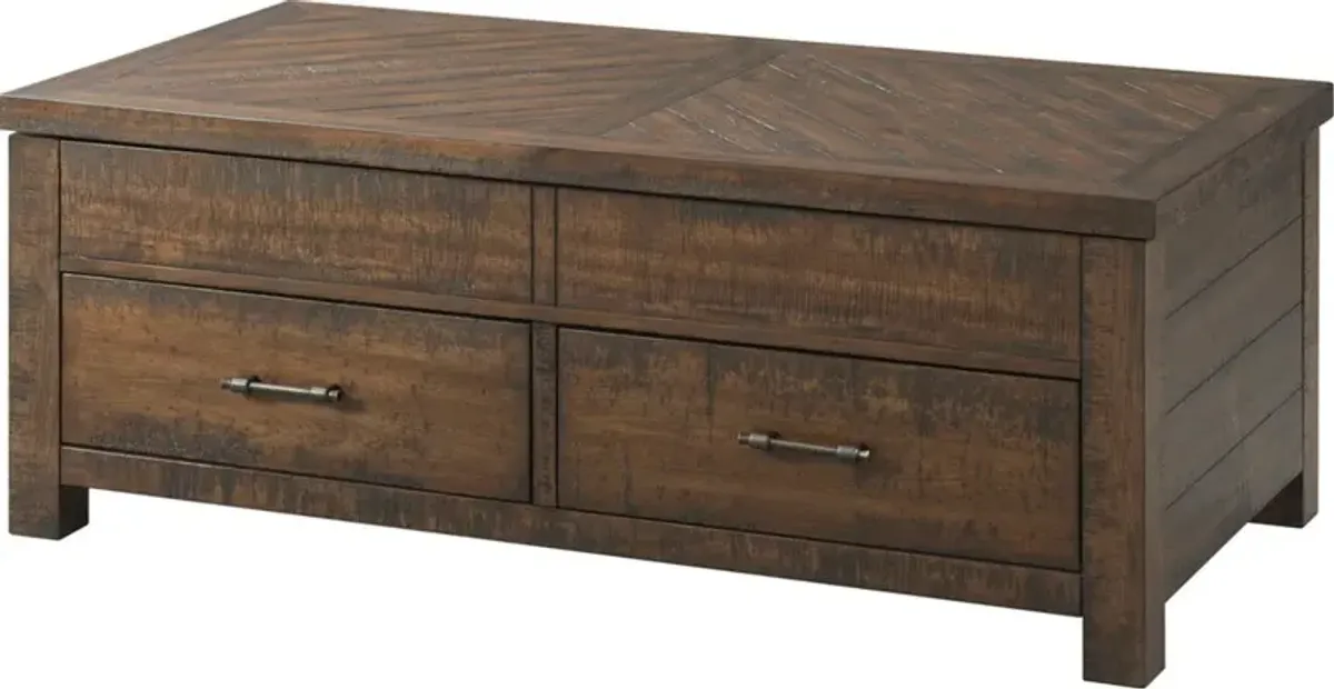 Elements International Jax Walnut Coffee Table with Lift Top