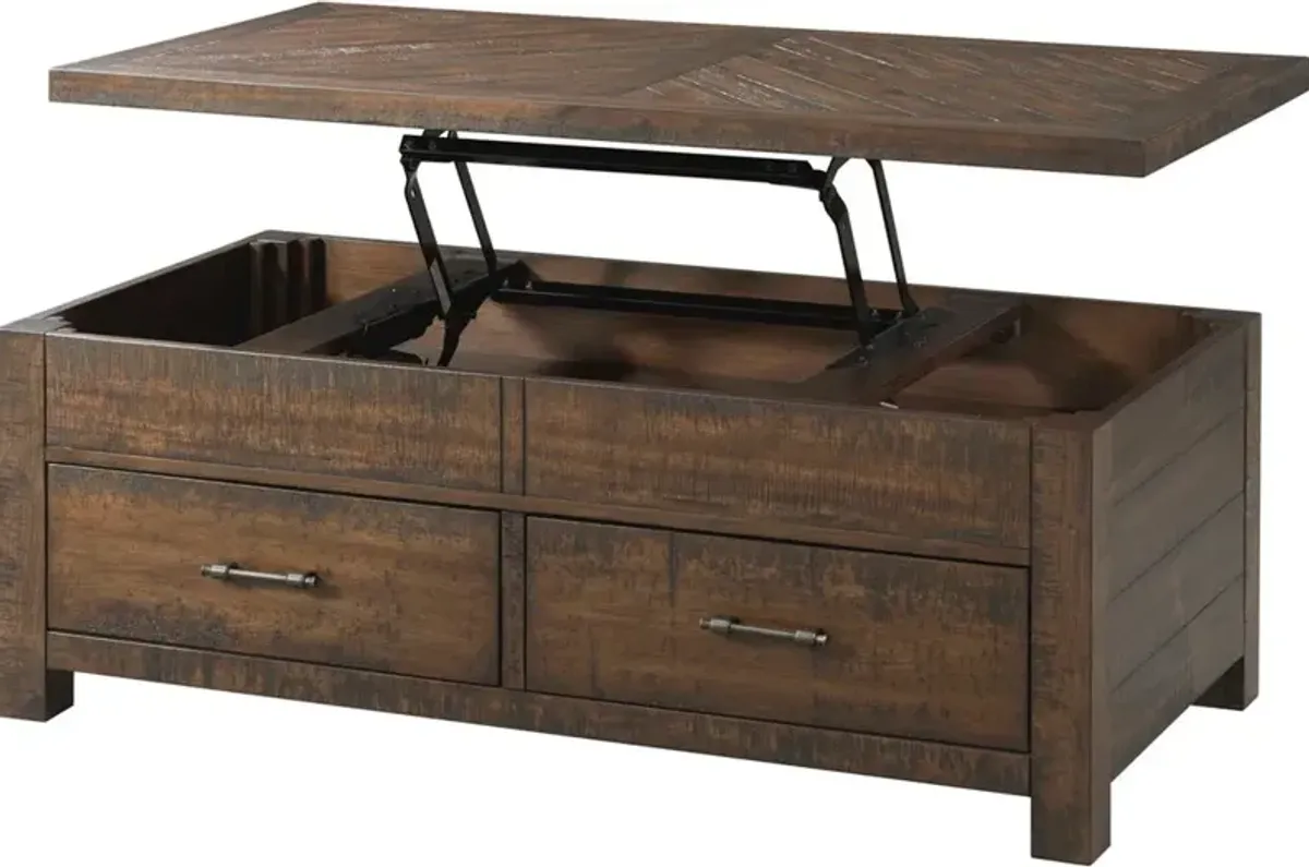 Elements International Jax Walnut Coffee Table with Lift Top